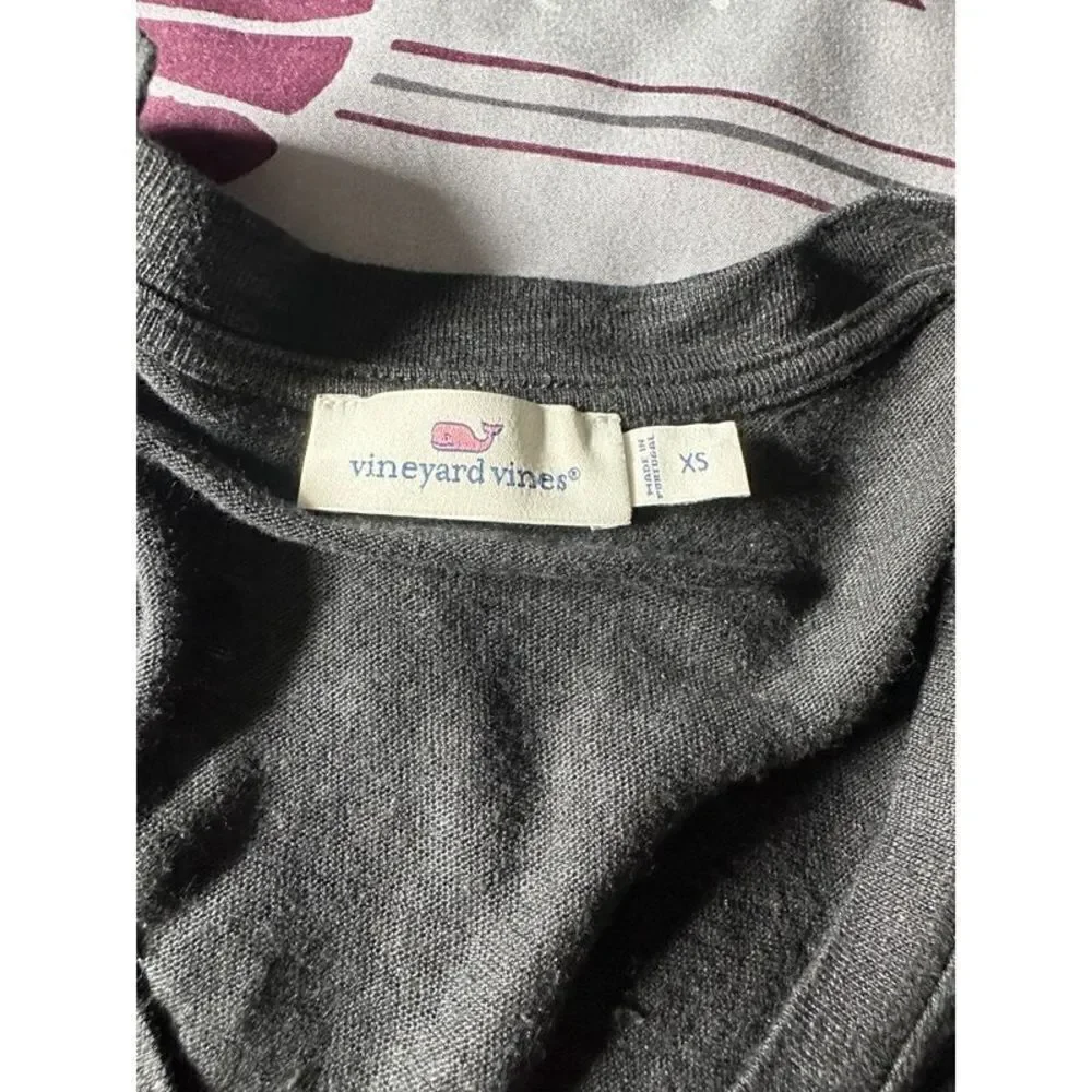 Vineyard Vines Black 100% Linen V-Neck Tee Oversized XS